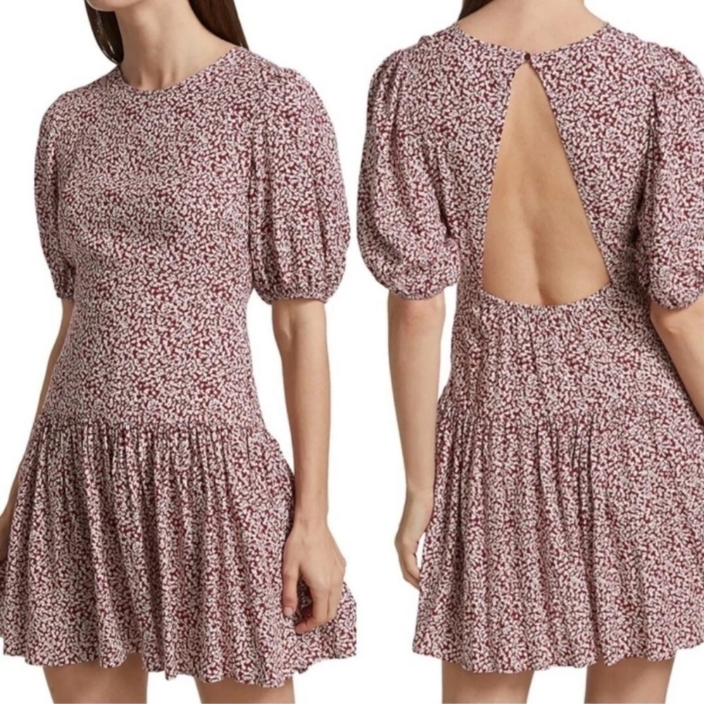 Free People Dancing In The Dark Mini Red Print Dress Size L